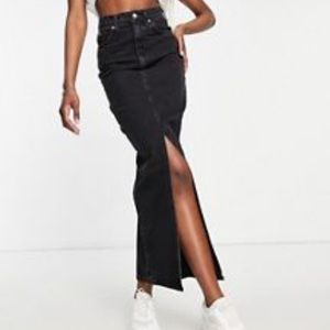 ASOS tall black denim maxi skirt